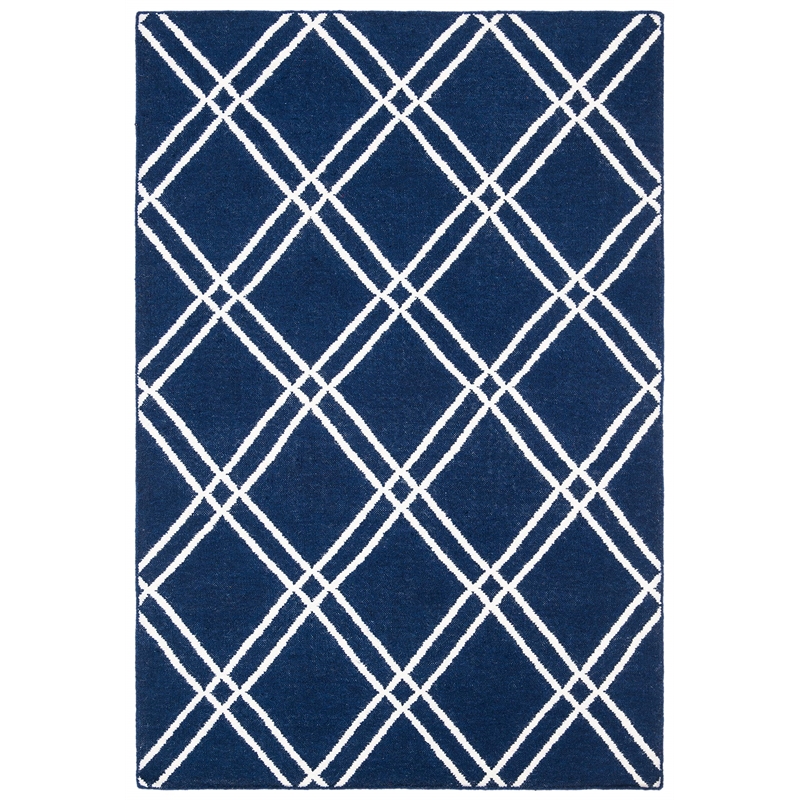 Safavieh Dhurries 3' X 5' Hand Woven Flat Weave Rug in Navy and Ivory