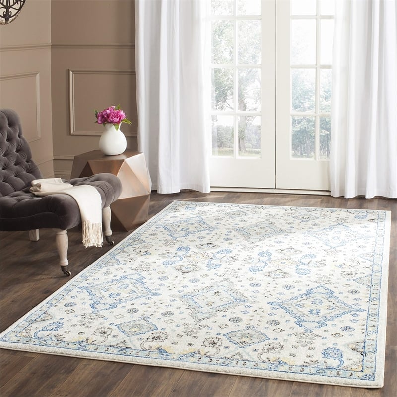 Safavieh Evoke 3' X 5' Power Loomed Rug in Ivory and Light Blue