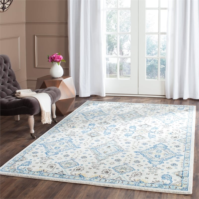 Safavieh Evoke 4' X 6' Power Loomed Rug in Ivory and Light Blue