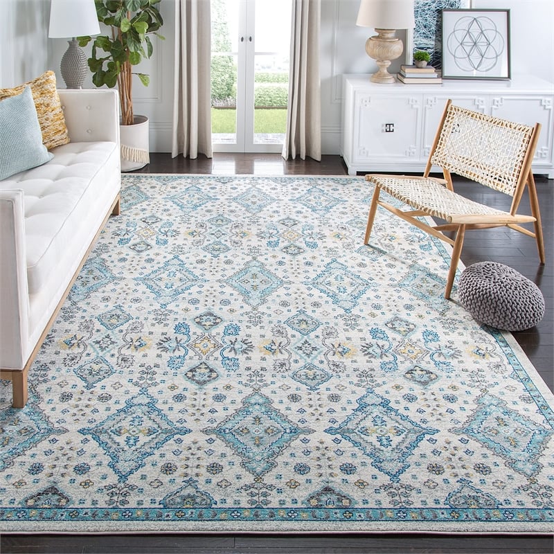 Safavieh Evoke 8' X 10' Power Loomed Rug in Ivory and Light Blue