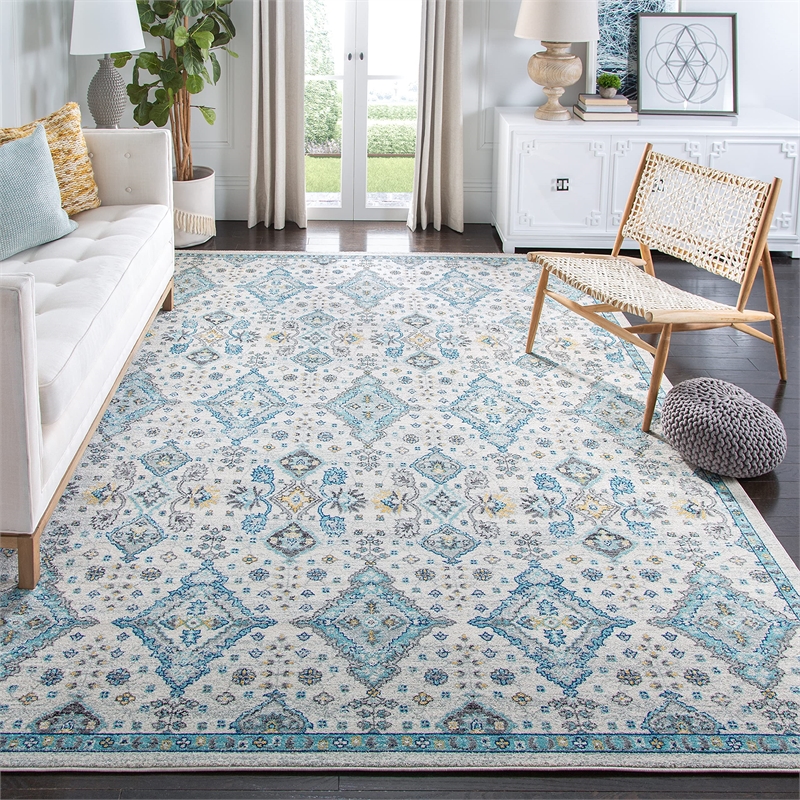 Safavieh Evoke 9' X 12' Power Loomed Rug in Ivory and Light Blue