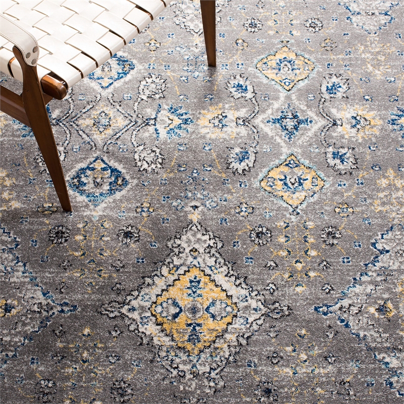 Safavieh Evoke 4' X 6' Power Loomed Rug in Dark Gray and Yellow