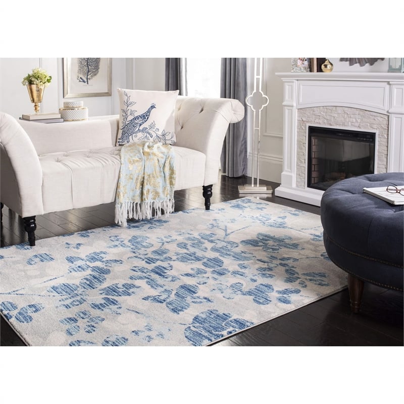 Safavieh Evoke 4' X 6' Power Loomed Rug in Gray and Light Blue