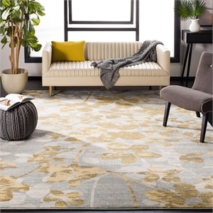 Safavieh Evoke 3' X 5' Power Loomed Polypropylene Rug in Gray and Gold