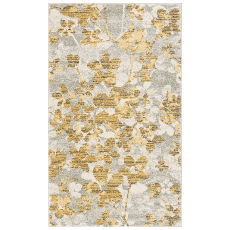 Safavieh Evoke 3' X 5' Power Loomed Polypropylene Rug in Gray and Gold