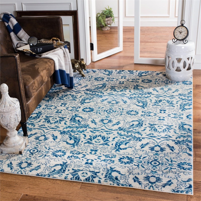 Safavieh Evoke 4' X 6' Power Loomed Rug in Ivory and Blue