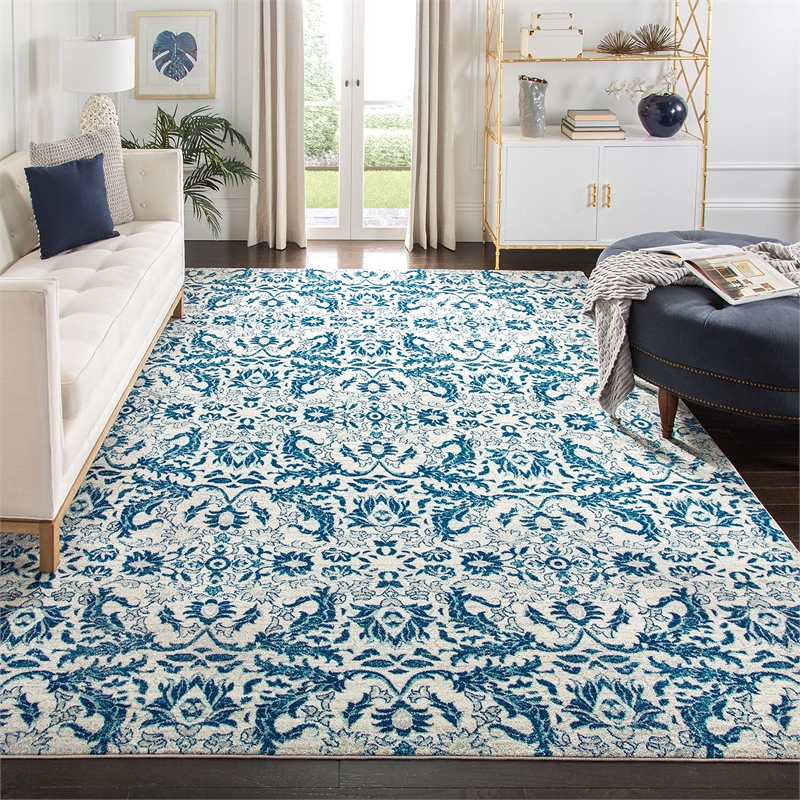 Safavieh Evoke 9' X 12' Power Loomed Rug in Ivory and Blue