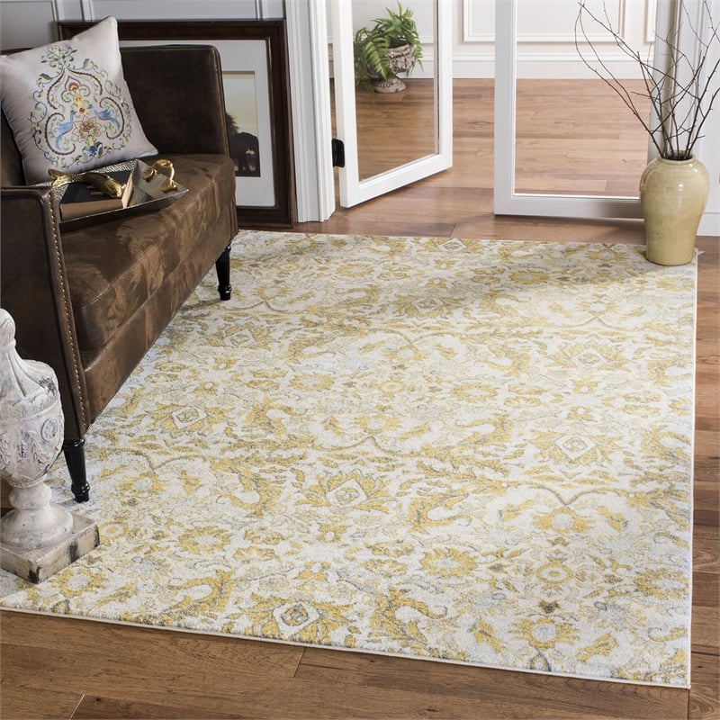 Safavieh Evoke 4' X 6' Power Loomed Rug in Ivory and Gold