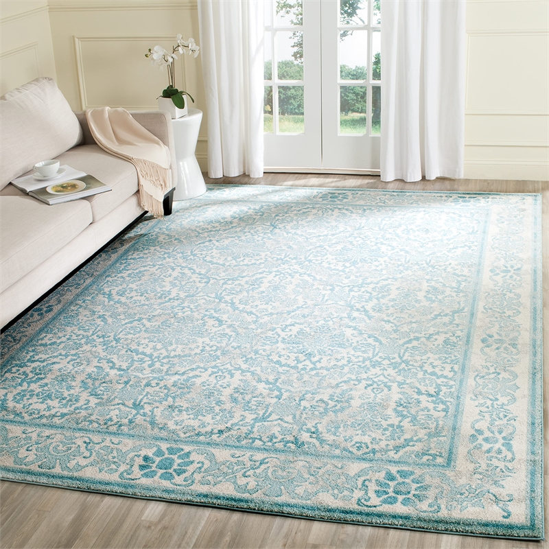 Safavieh Evoke 10' X 14' Power Loomed Rug in Ivory and Light Blue