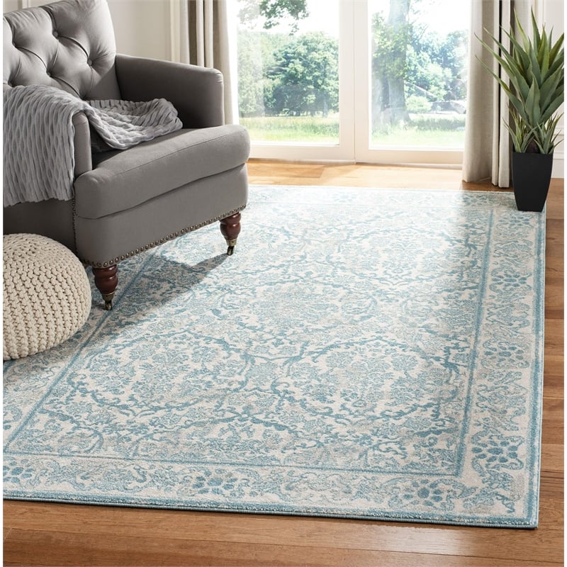 Safavieh Evoke 3' X 5' Power Loomed Rug in Ivory and Light Blue