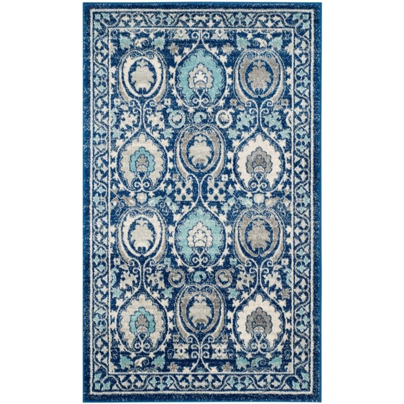 Safavieh Evoke 4' X 6' Power Loomed Rug in Blue and Ivory