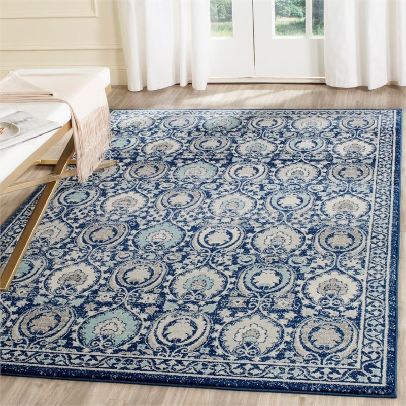 Safavieh Evoke 4' X 6' Power Loomed Rug in Blue and Ivory