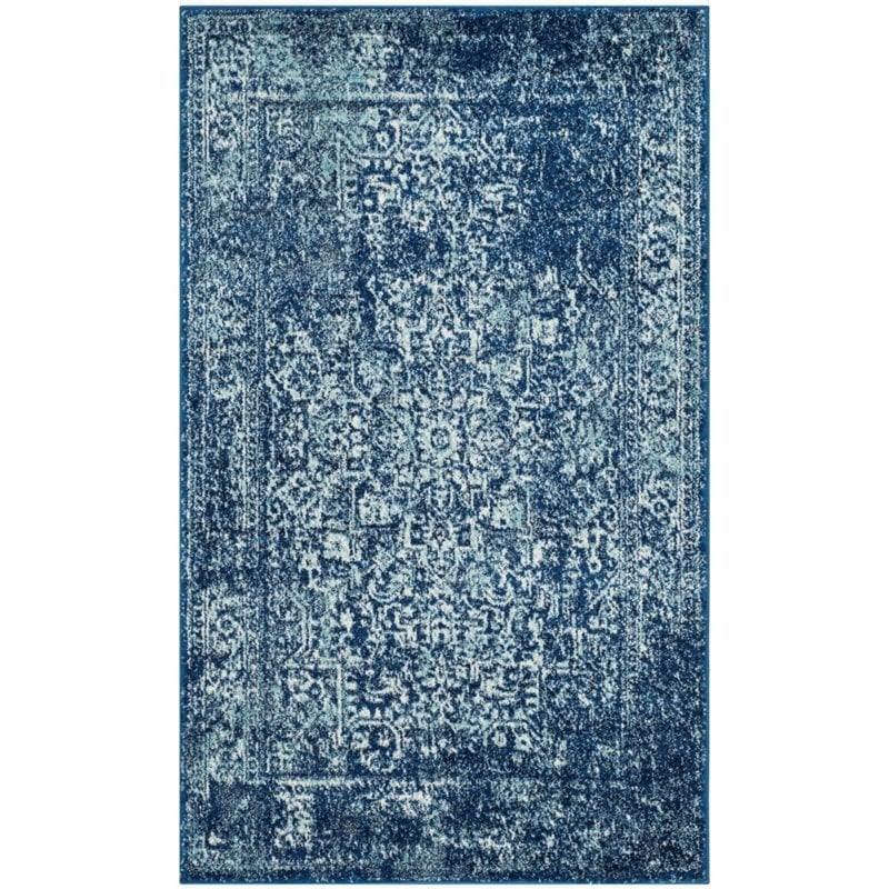 Safavieh Evoke 3' X 5' Power Loomed Rug in Navy and Ivory