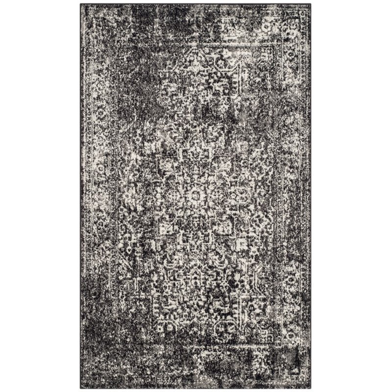 Safavieh Evoke 3' X 5' Power Loomed Rug in Black and Gray