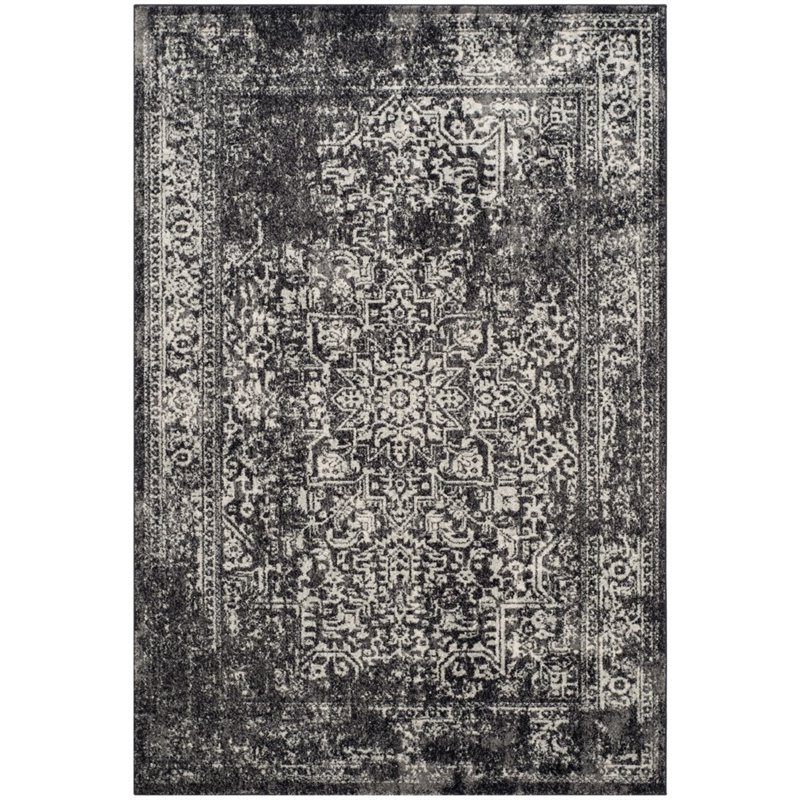 Safavieh Evoke 4' X 6' Power Loomed Rug in Black and Gray