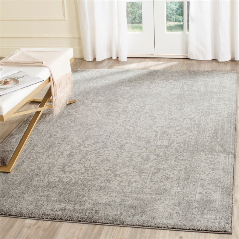Safavieh Evoke 3' X 5' Power Loomed Rug in Silver and Ivory