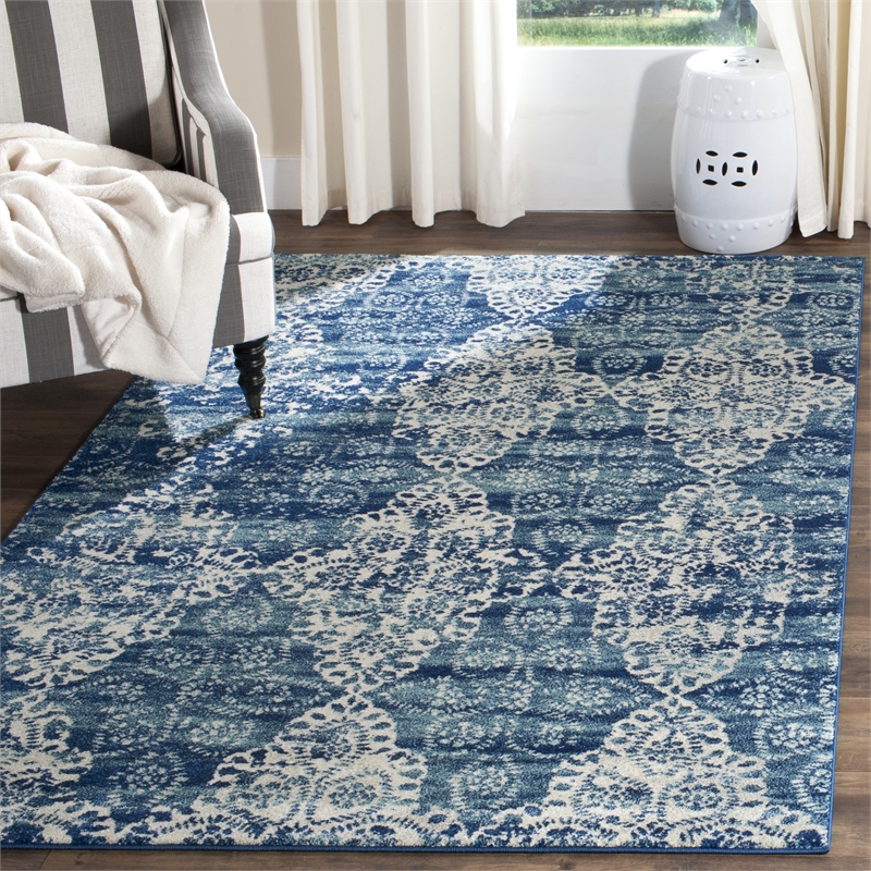 Safavieh Evoke 9' X 12' Power Loomed Rug in Royal and Ivory