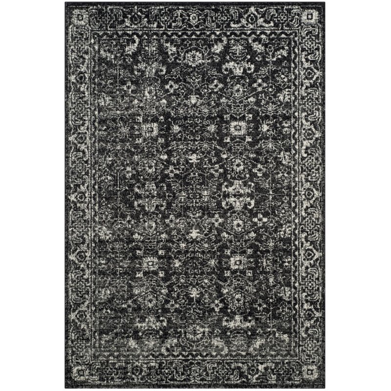 Safavieh Evoke 3' X 5' Power Loomed Rug in Charcoal and Ivory