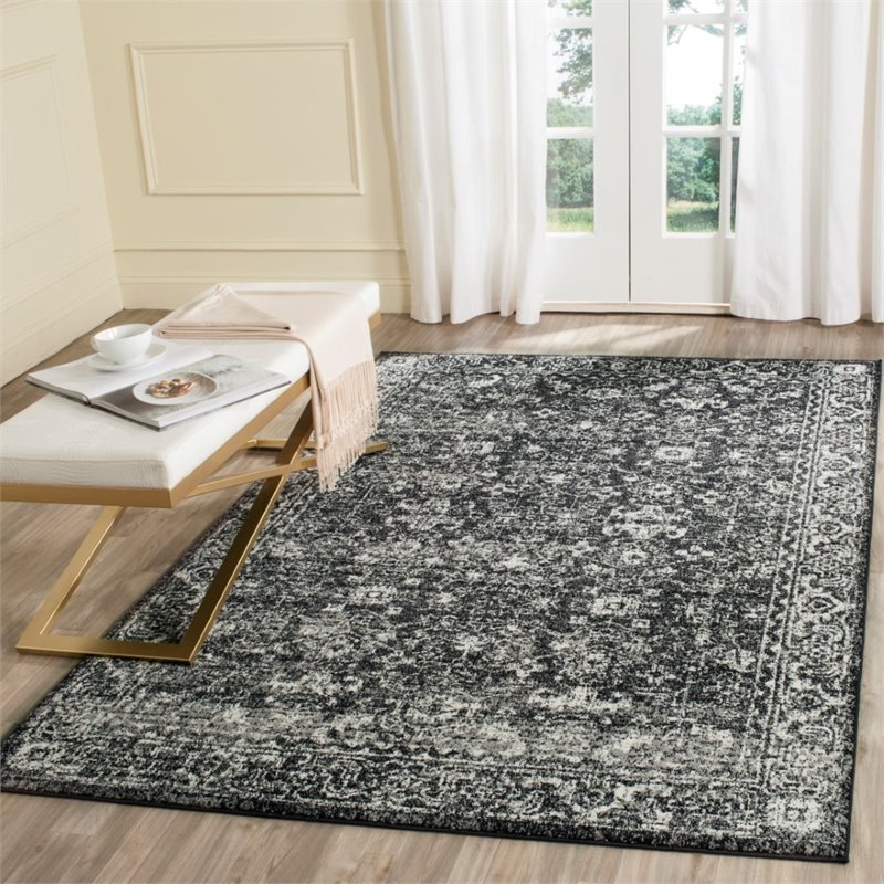 Safavieh Evoke 4' X 6' Power Loomed Rug in Charcoal and Ivory