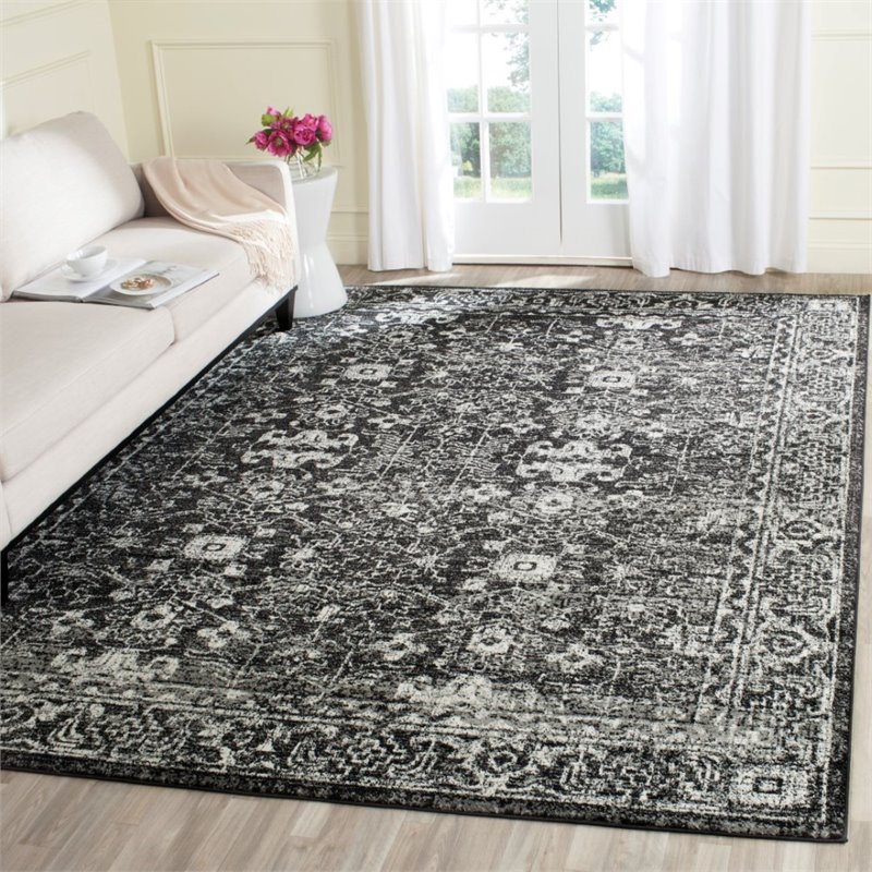 Safavieh Evoke 9' X 12' Power Loomed Rug in Charcoal and Ivory