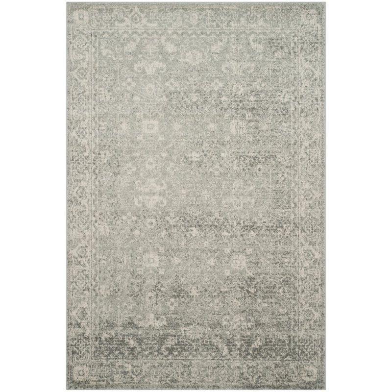 Safavieh Evoke 4' X 6' Power Loomed Rug in Silver and Ivory