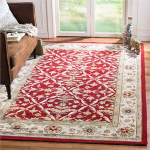 Safavieh DuraRug 6' X 9' Hand Hooked Rug in Red and Ivory