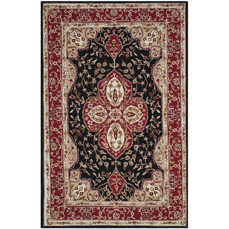 Safavieh DuraRug 9' X 12' Hand Hooked Rug in Black and Rust