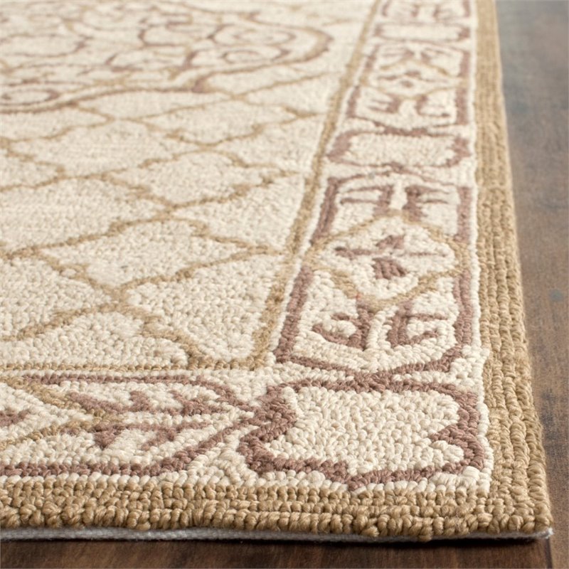 Safavieh DuraRug 4' X 6' Hand Hooked Rug in Ivory and Gold