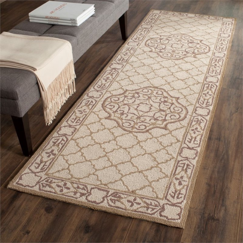 Safavieh DuraRug 4' X 6' Hand Hooked Rug in Ivory and Gold
