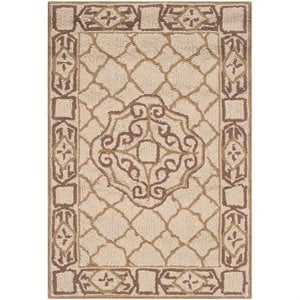 Safavieh DuraRug 6' X 9' Hand Hooked Rug in Ivory and Gold