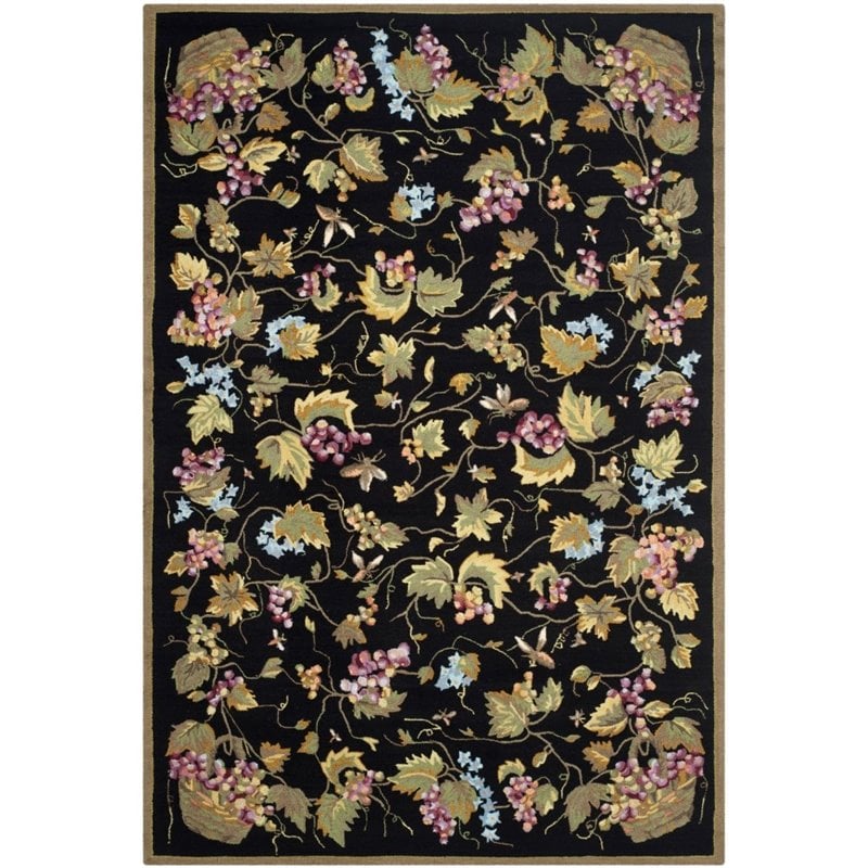 Safavieh DuraRug 6' X 9' Hand Hooked Polypropylene Rug in Black