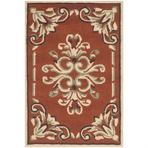 Safavieh DuraRug 2'6&quot X 10' Hand Hooked Polypropylene Rug in Rust