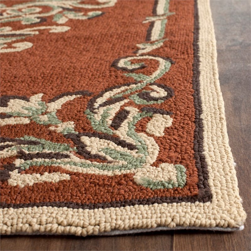 Safavieh DuraRug 6' X 9' Hand Hooked Polypropylene Rug in Rust