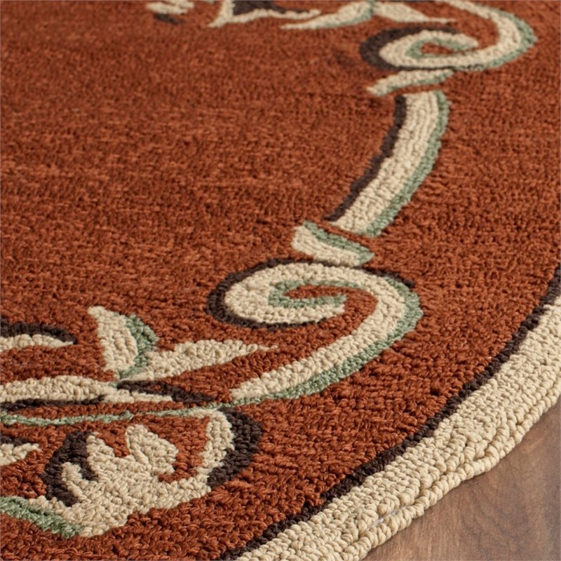 Safavieh DuraRug 6' X 9' Hand Hooked Polypropylene Rug in Rust