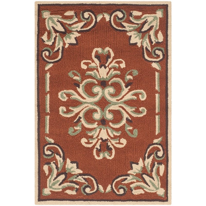 Safavieh DuraRug 9' X 12' Hand Hooked Polypropylene Rug in Rust
