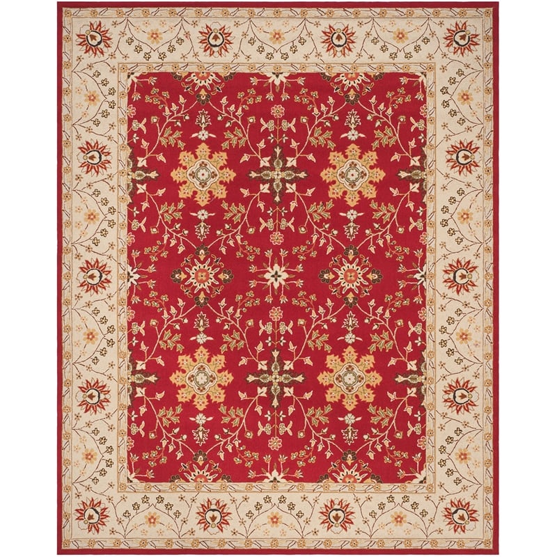 Safavieh DuraRug 8' X 10' Hand Hooked Rug in Red and Ivory