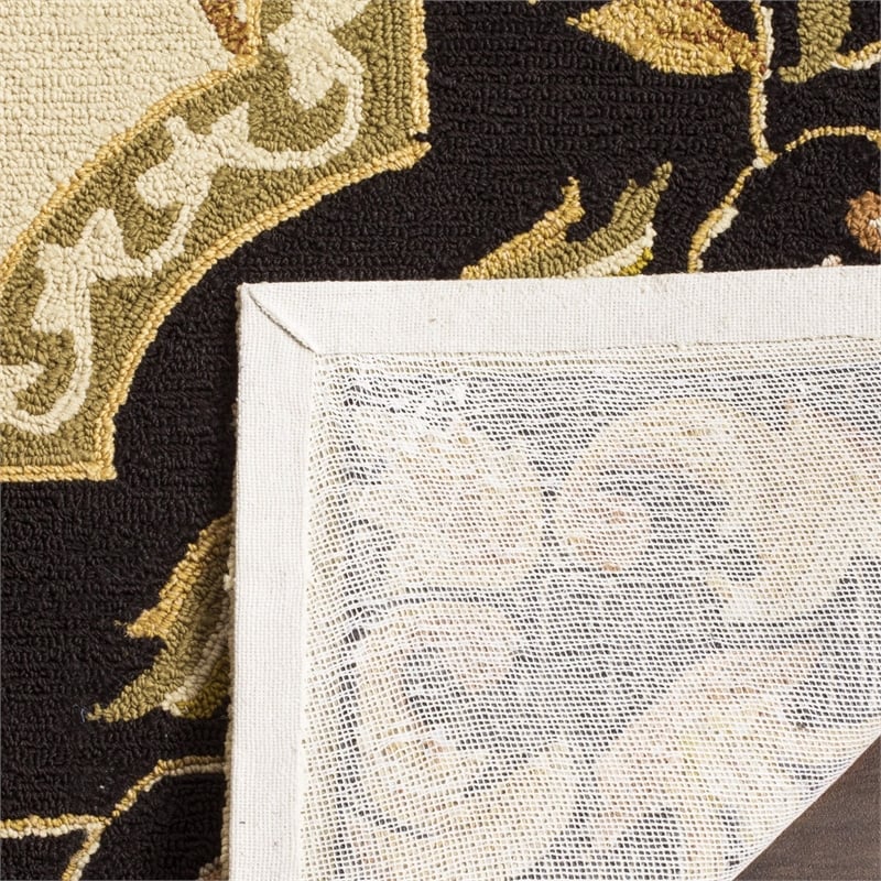 Safavieh DuraRug 3' X 5' Hand Hooked Rug in Ivory and Black