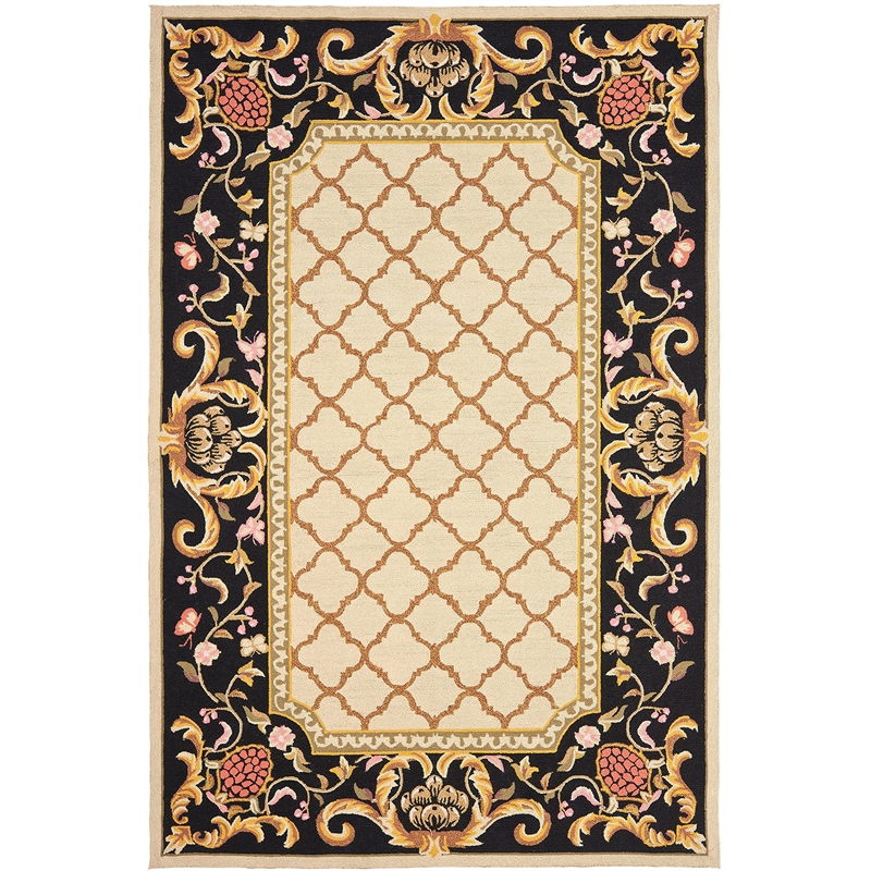Safavieh DuraRug 6' X 9' Hand Hooked Rug in Ivory and Black