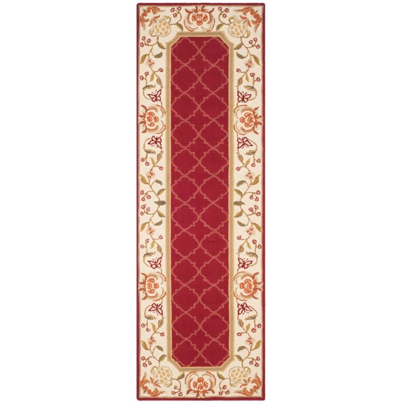 Safavieh DuraRug 4' X 6' Hand Hooked Rug in Burgundy and Ivory