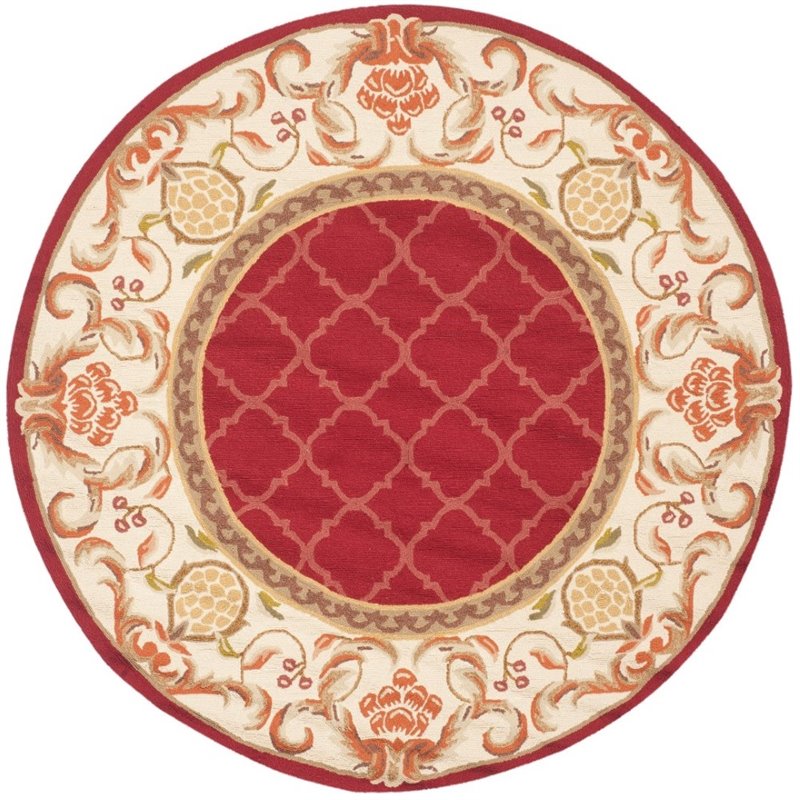 Safavieh DuraRug 4' X 6' Hand Hooked Rug in Burgundy and Ivory