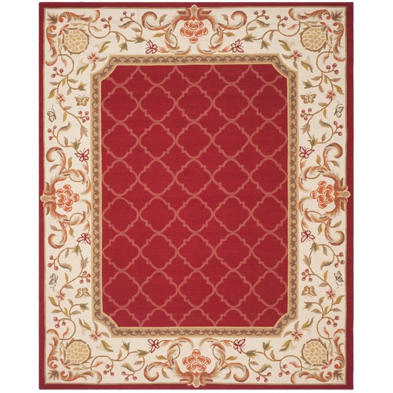 Safavieh DuraRug 4' X 6' Hand Hooked Rug in Burgundy and Ivory