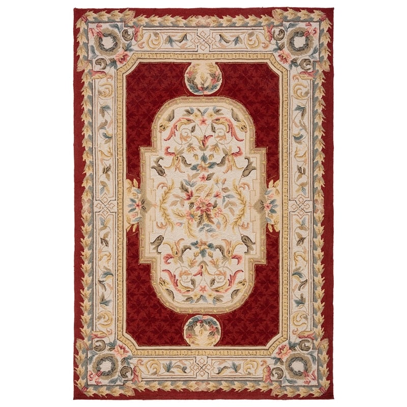 Safavieh DuraRug 4' X 6' Hand Hooked Rug in Ivory and Red