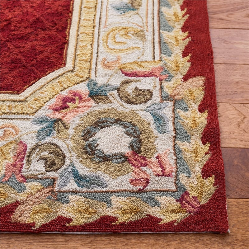 Safavieh DuraRug 6' X 9' Hand Hooked Rug in Ivory and Red