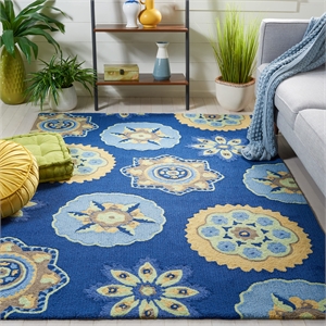 Safavieh Four Seasons 4' X 6' Hand Hooked Polyester Pile Rug in Navy