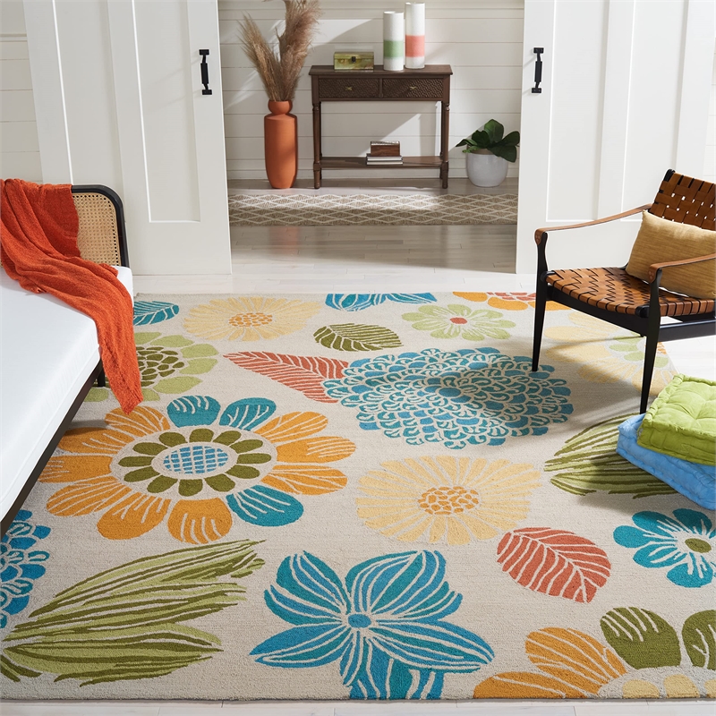 Safavieh Four Seasons 8' X 10' Hand Hooked Polyester Pile Rug in Ivory
