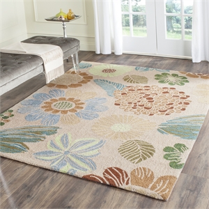 Safavieh Four Seasons 4' X 6' Hand Hooked Polyester Pile Rug in Creme