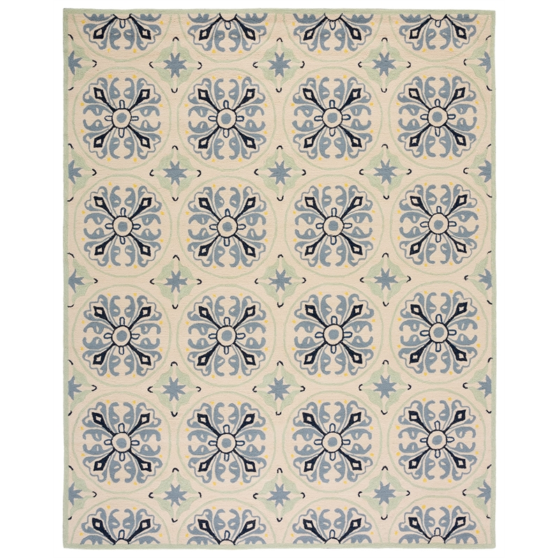 Safavieh Four Seasons 8' X 10' Hand Hooked Rug in Ivory and Blue