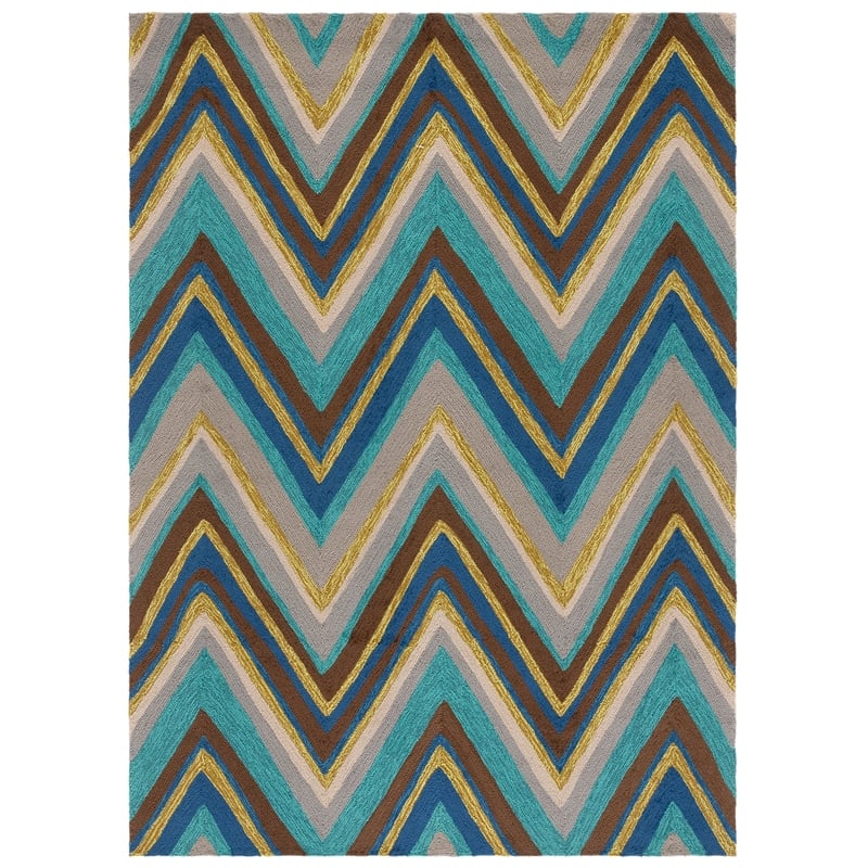 Safavieh Four Seasons 4' X 6' Hand Hooked Rug in Spa and Dark Brown