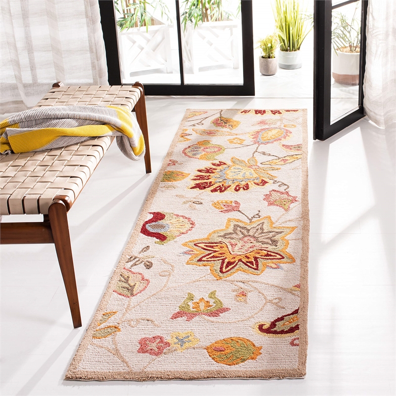Safavieh Four Seasons 2' X 6' Hand Hooked Rug in Ivory and Yellow