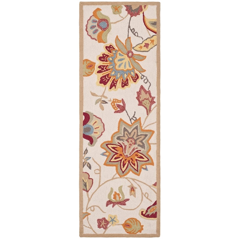 Safavieh Four Seasons 2' X 6' Hand Hooked Rug in Ivory and Yellow